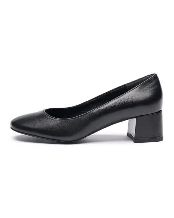 Pantofi de piele cu toc masiv, Negru