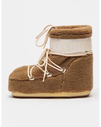 Cizme de iarna din material teddy Icon, Maro camel
