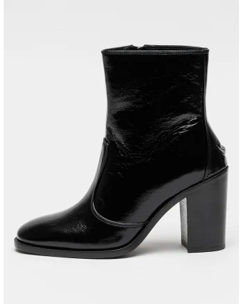 Botine din piele cu aspect lacuit Preiser, Negru