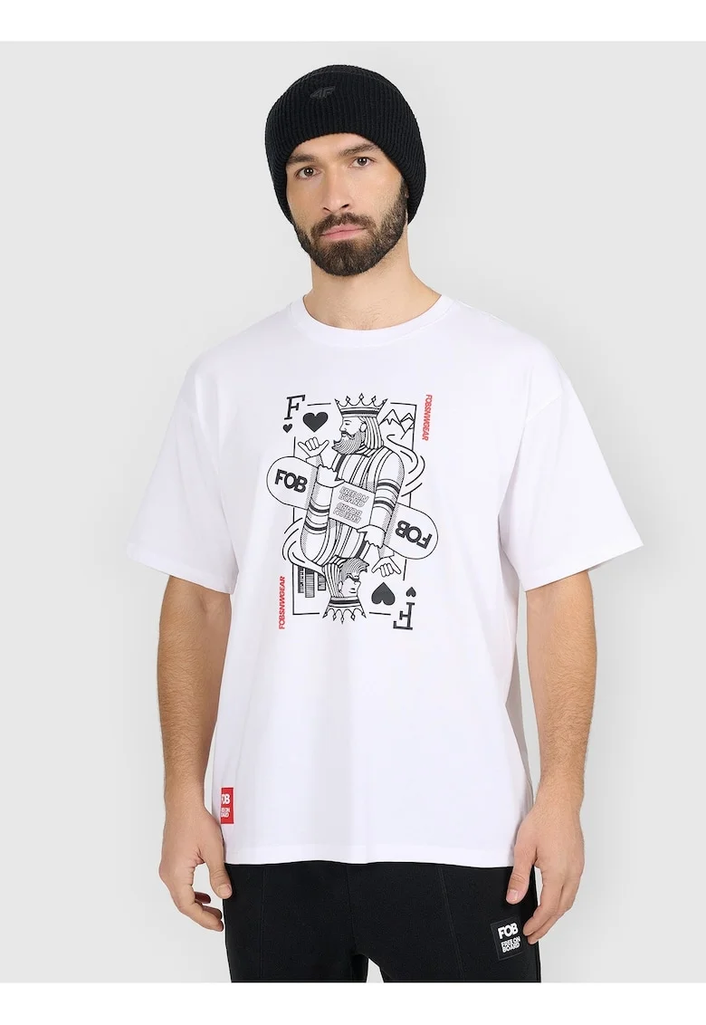 Tricou barbati  bumbac, alb, cu imprimeu