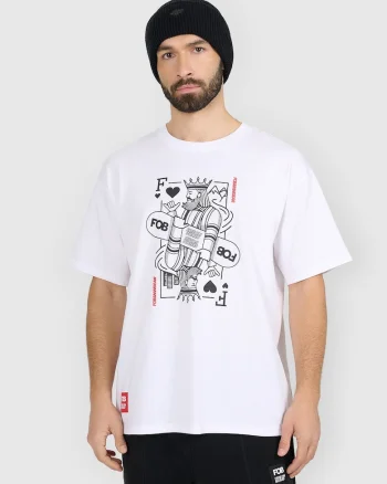 Tricou barbati  bumbac, alb, cu imprimeu