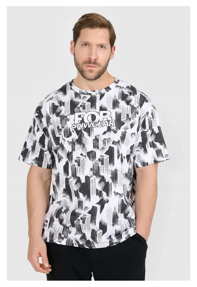 Tricou barbati  alb/negru, bumbac