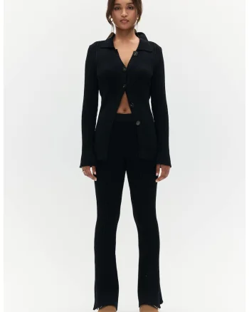 Pantaloni negri tricot de dama, Negru