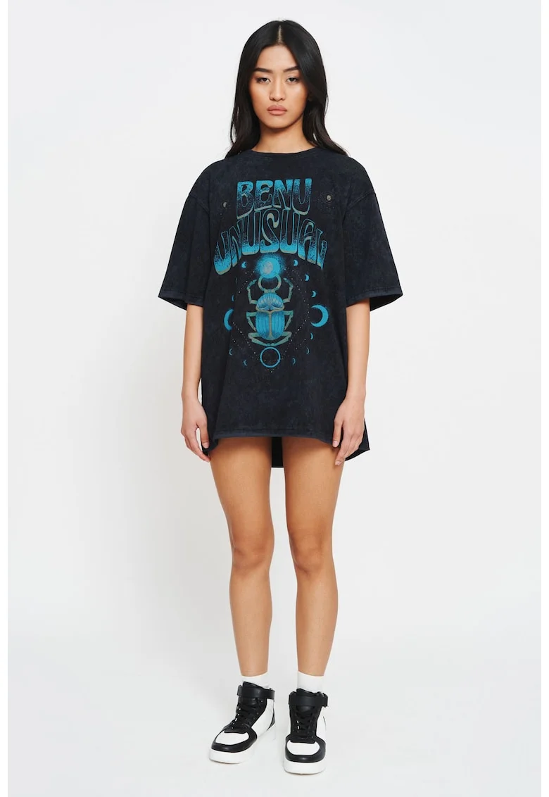 Tricou de dama cu imprimeu scarab, Negru