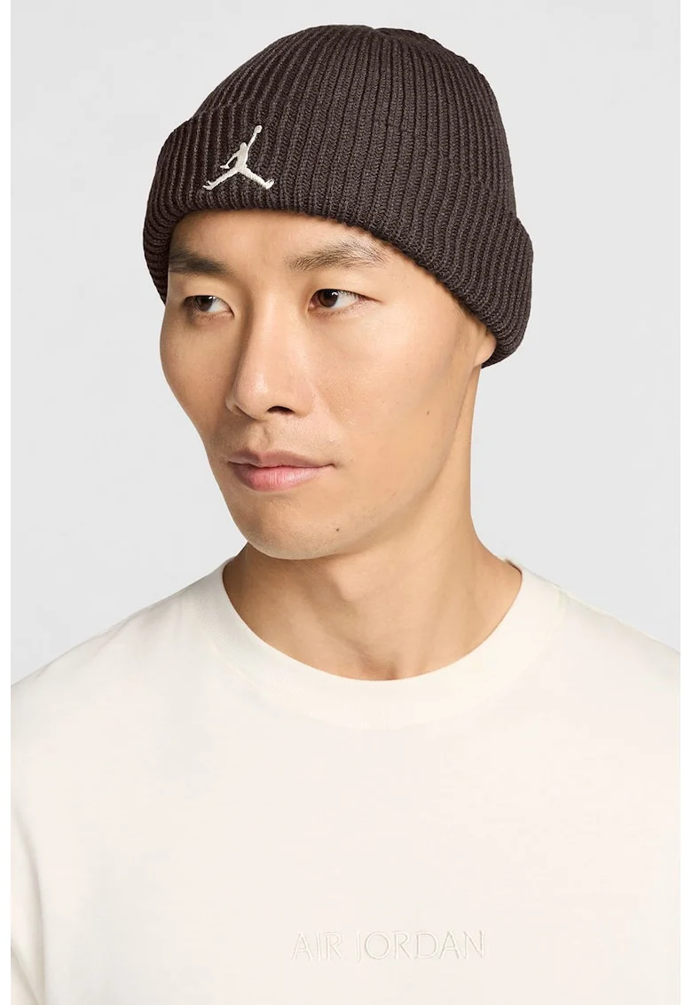 Caciula unisex cu broderie logo Terra, Maro inchis