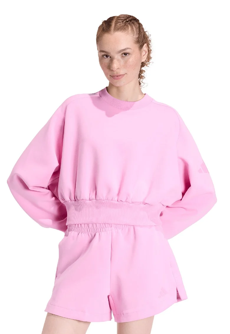 Bluza de trening din amestec de modal cu croiala lejera Soft Lux, Alb/Roz deschis