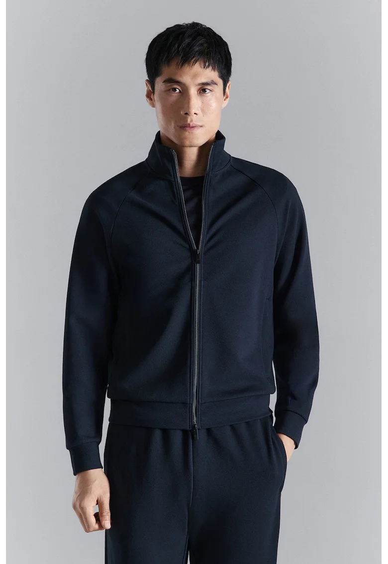 Bluza de trening regular fit cu fermoar, Bleumarin