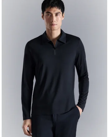 Bluza polo cu fenta cu fermoar, Albastru ultramarin