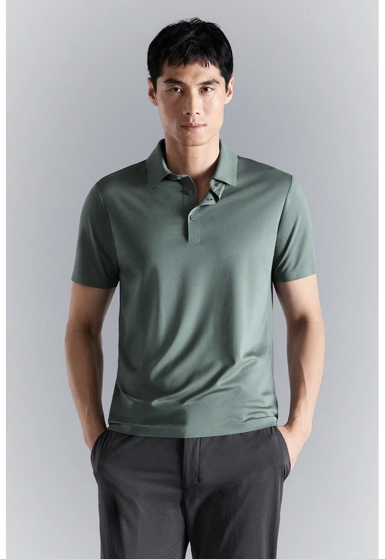 Tricou polo slim fit, Verde sparanghel