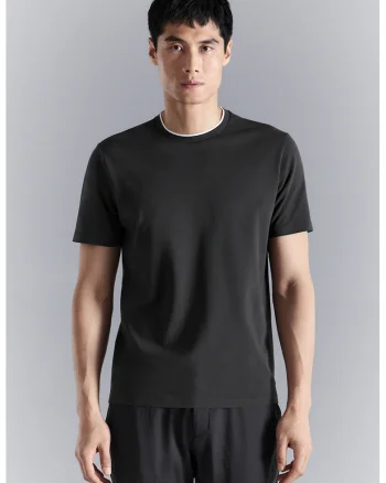 Tricou regular fit cu decolteu la baza gatului, Alb/Gri antracit