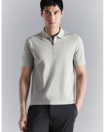 Tricou regular fit cu guler polo, Alb fildes
