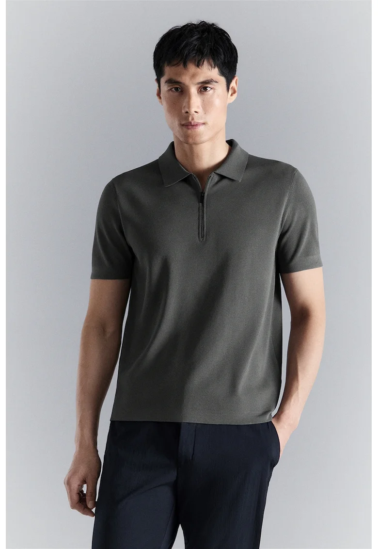 Tricou regular fit cu guler polo, Gri antracit