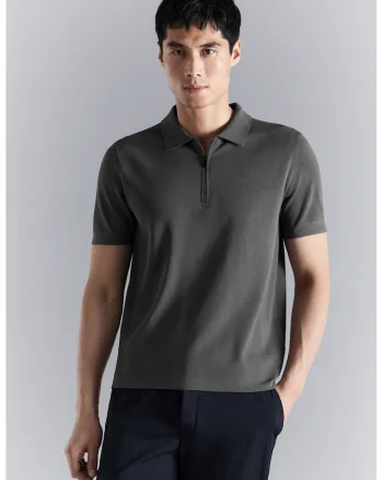 Tricou regular fit cu guler polo, Gri antracit