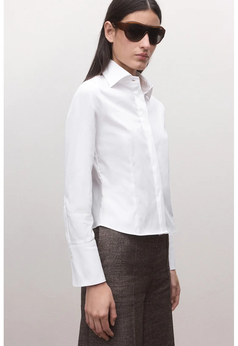 Camasa regular fit cu guler clasic, Alb optic