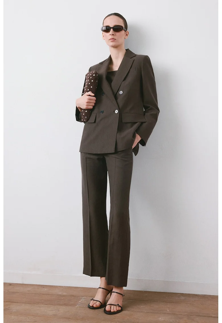Sacou regular fit cu model uni, Maro pamantiu