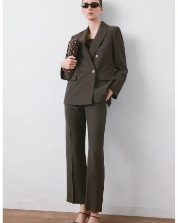Sacou regular fit cu model uni, Maro pamantiu