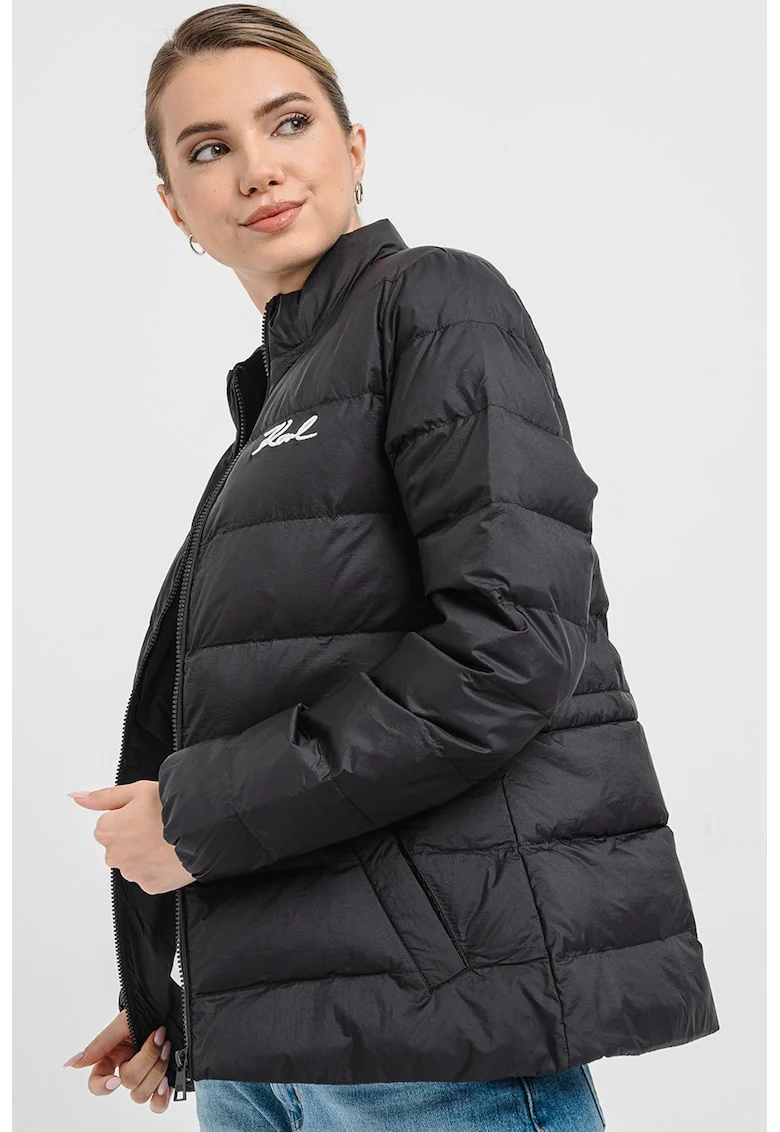 Geaca cu logo brodat, Negru/Alb optic