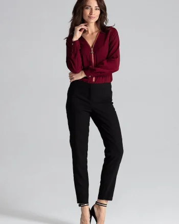 Bluza dama,  cu fermoar, rosu, LYCRA, poliester