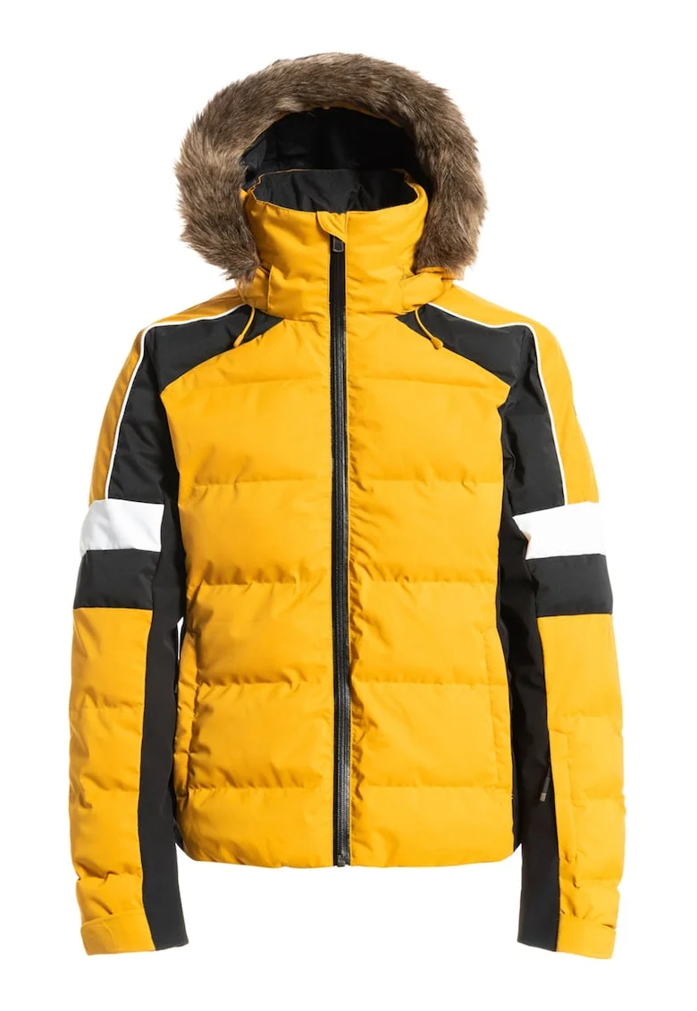 Geaca cu vatelina, pentru schis Snowblizzard, Alb/Negru/Galben sofran
