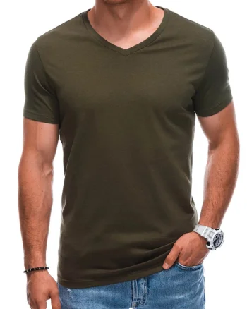 Tricou din bumbac cu decolteu in V