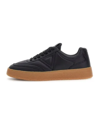 Pantofi sport din piele cu garnituri din piele ecologica, Negru
