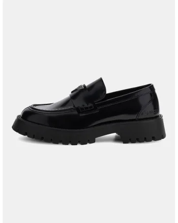 Pantofi loafer din piele cu detalii logo, Negru
