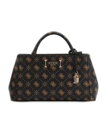 Geanta shopper din piele ecologica cu model logo Carrie, Negru/Bej