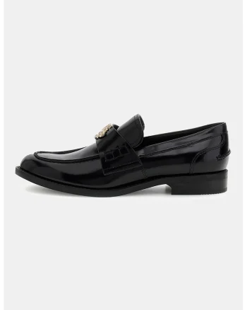 Pantofi loafer din piele ecologica cu model uni, Negru