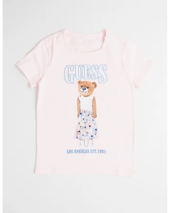 Tricou din amestec de bumbac cu logo si imprimeu grafic, Maro/Roz pal/Albastru