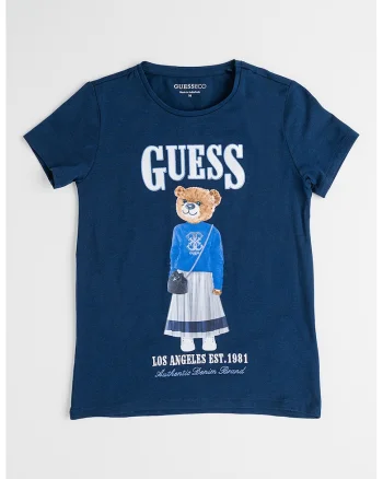 Tricou din amestec de bumbac cu logo si imprimeu grafic, Alb/Maro/Albastru