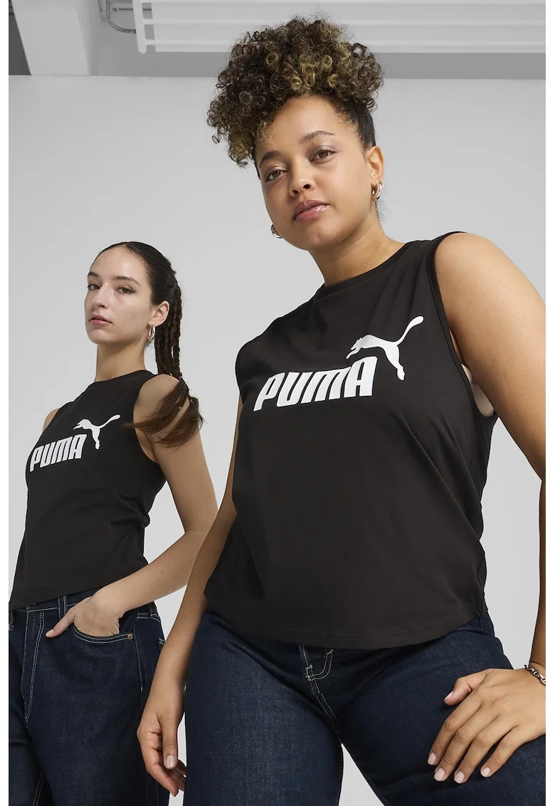 Top cu imprimeu logo Essentials, Alb/Negru