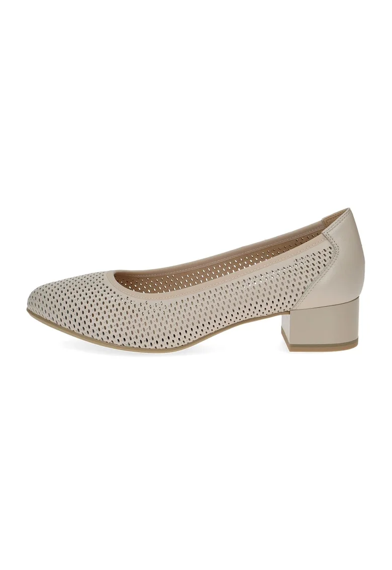 Pantofi de piele cu perforatii, Bej deschis