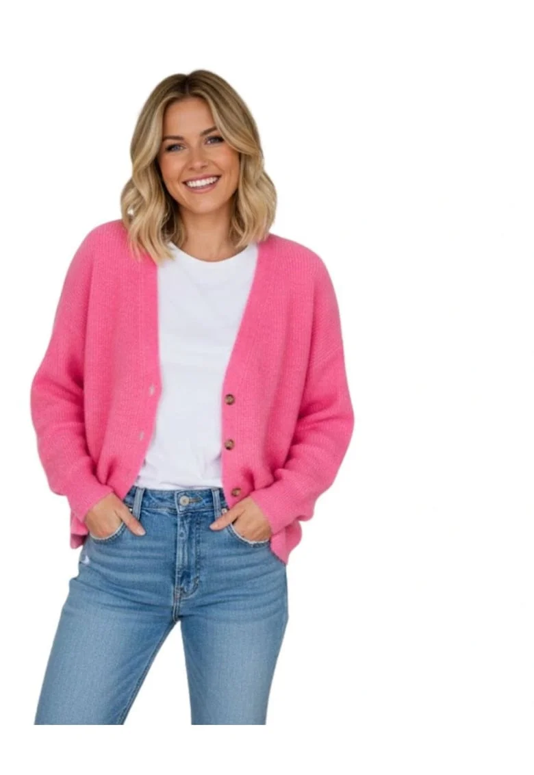 Cardigan din amestec de lana cu decolteu in V,