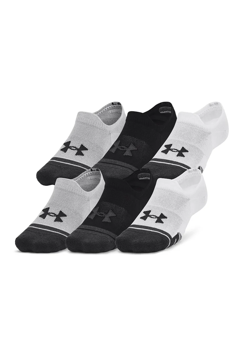 Set de sosete foarte scurte pentru fitness Performance Tech - 3 perechi, Alb/Negru