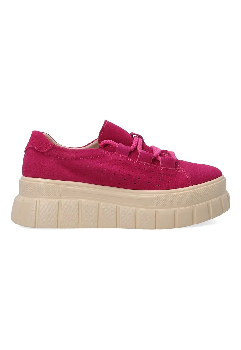 Pantofi sport wedge din piele intoarsa.
