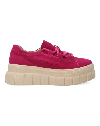 Pantofi sport wedge din piele intoarsa.