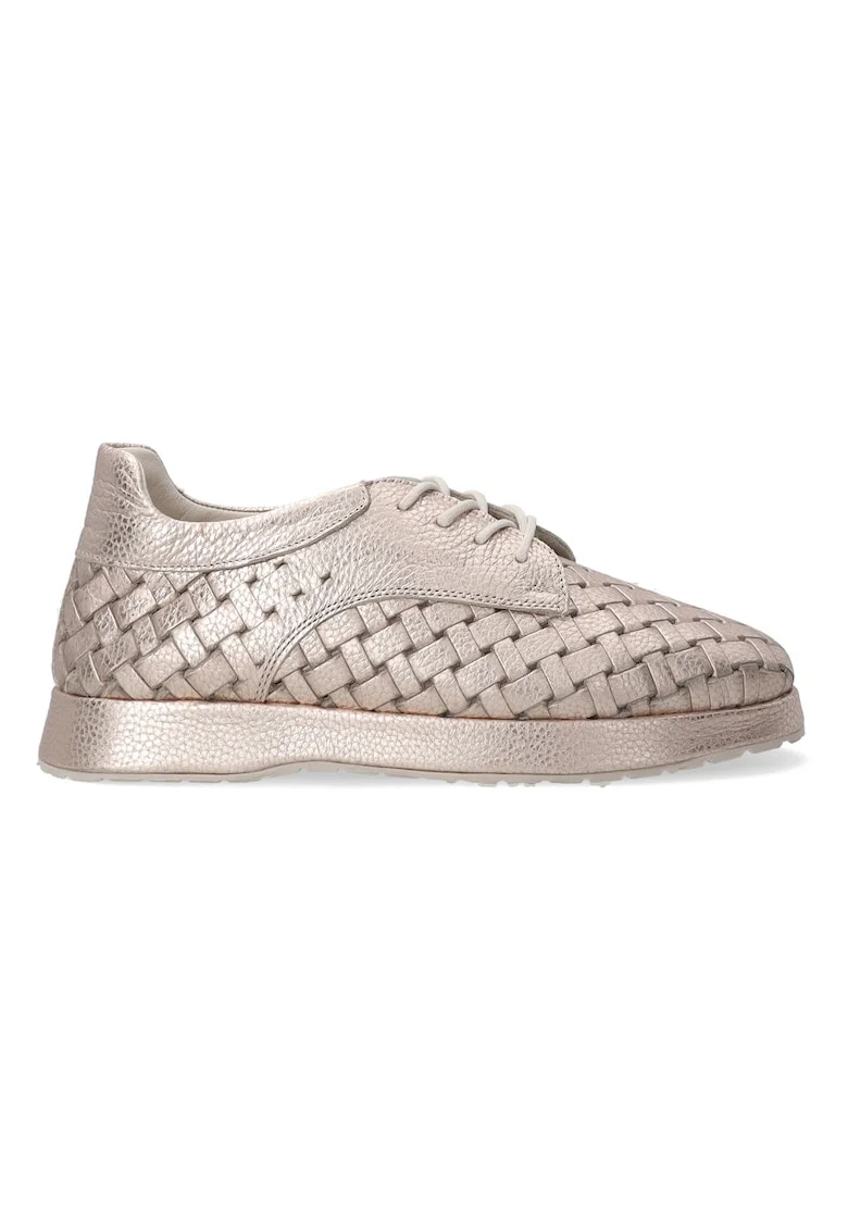 Pantofi din piele cu aspect metalic tesut