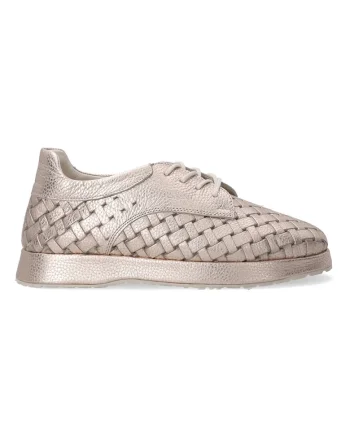 Pantofi din piele cu aspect metalic tesut