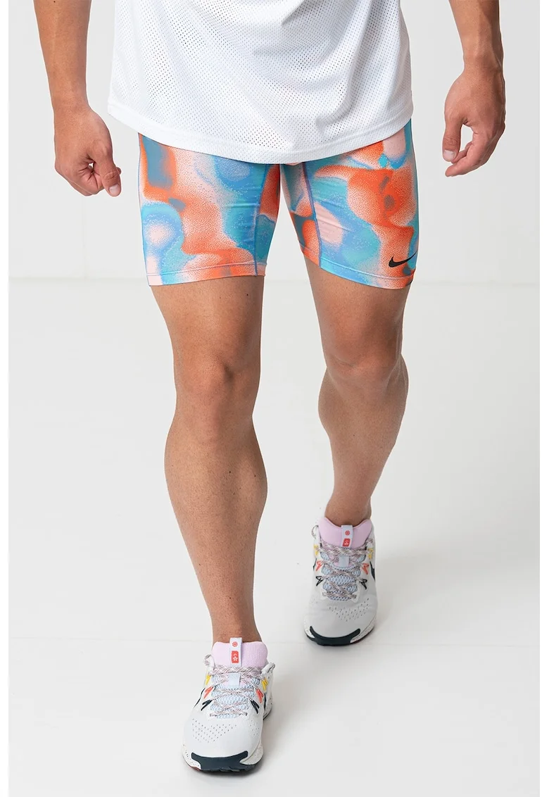 Pantaloni scurti cu tehnologie Dri-FIT, pentru fitness Pro, Portocaliu/Turcoaz/Roz somon