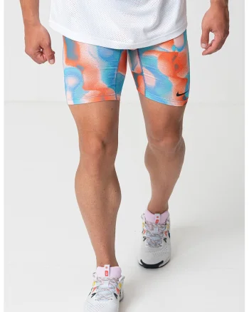 Pantaloni scurti cu tehnologie Dri-FIT, pentru fitness Pro, Portocaliu/Turcoaz/Roz somon