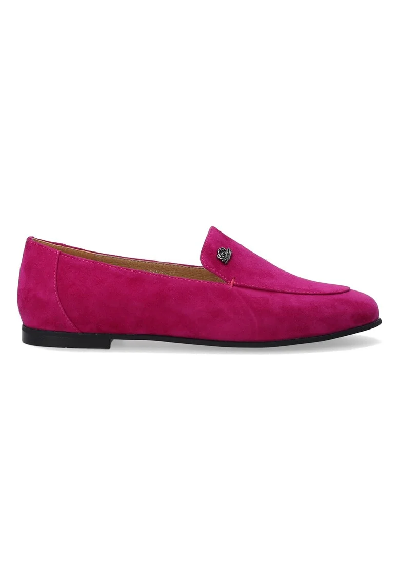 Pantofi loafer din piele intoarsa cu detaliu logo metalic