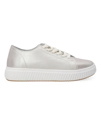 Pantofi sport din piele cu aspect metalizat si model uni