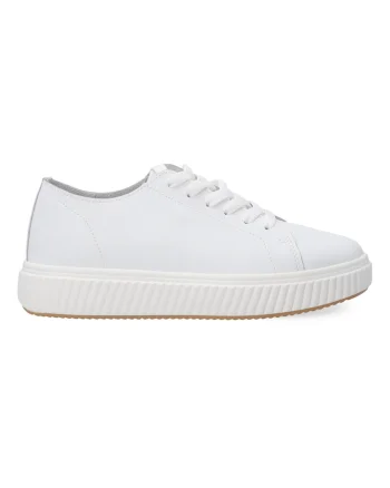 Pantofi sport din piele cu model uni si sireturi