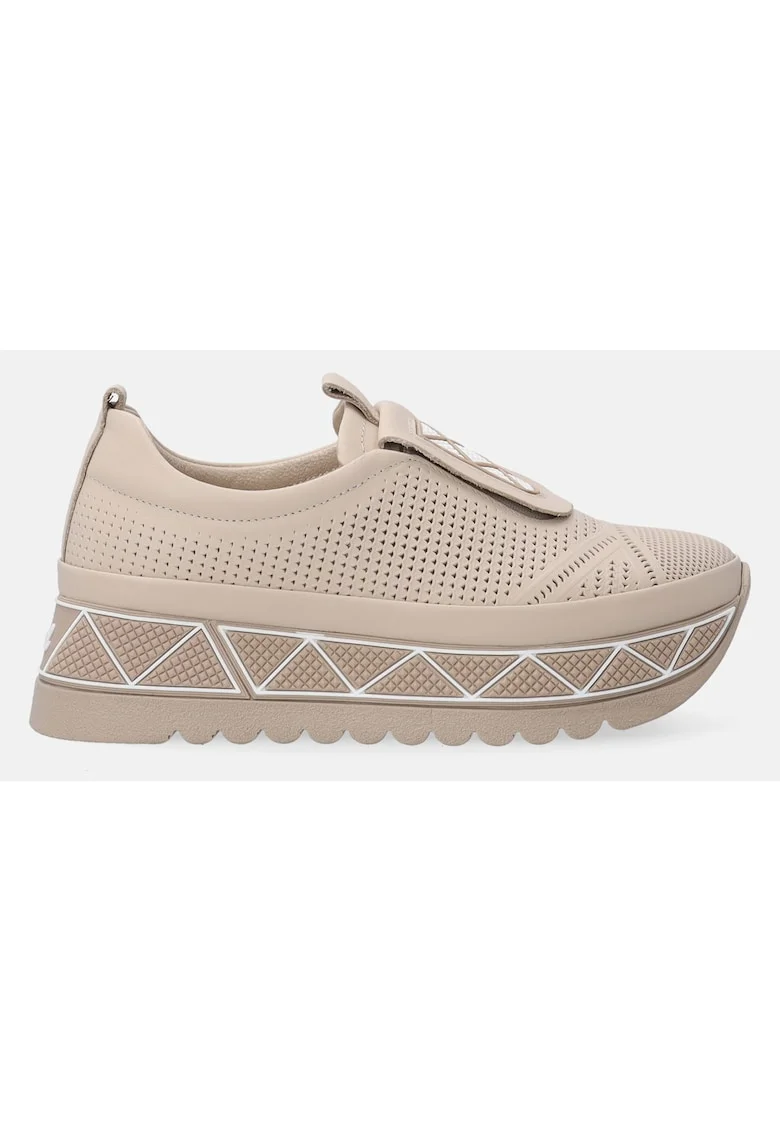 Pantofi flatform din piele cu aspect ajurat