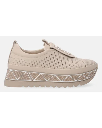 Pantofi flatform din piele cu aspect ajurat
