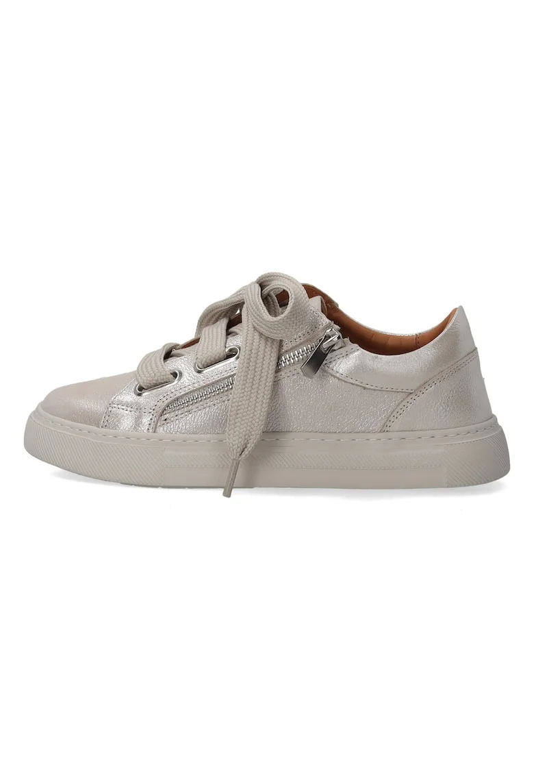 Pantofi sport din piele uni cu varf rotund