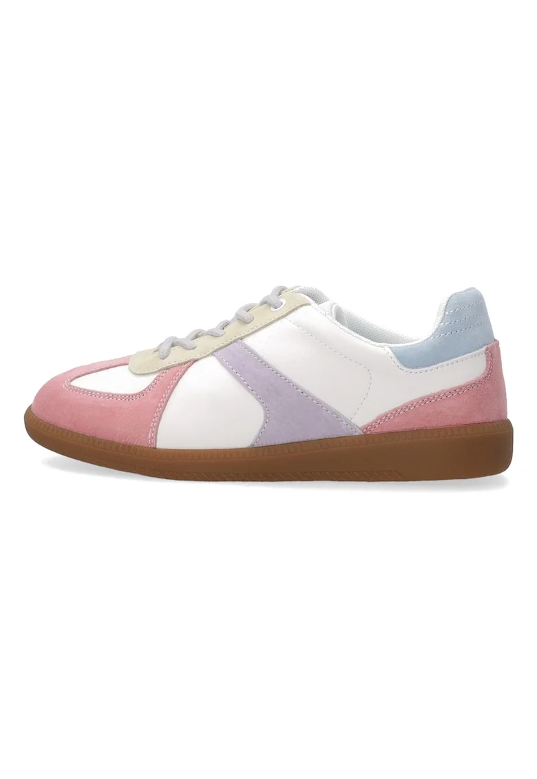 Pantofi sport cu design colorblock cu garnituri de piele intoarsa