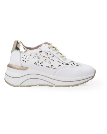 Pantofi sport din piele cu talpa wedge si decupaje