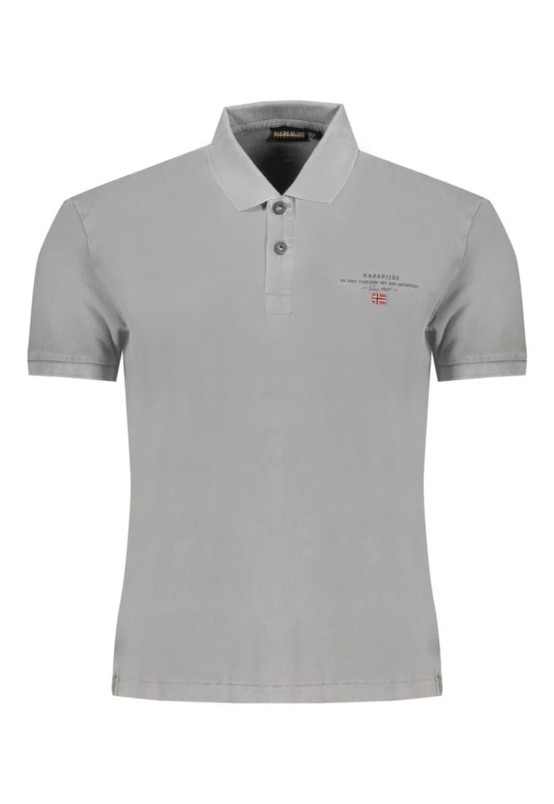 Tricou polo barbati din bumbac Elbas cu croiala Regular Fit,, Gri inchis