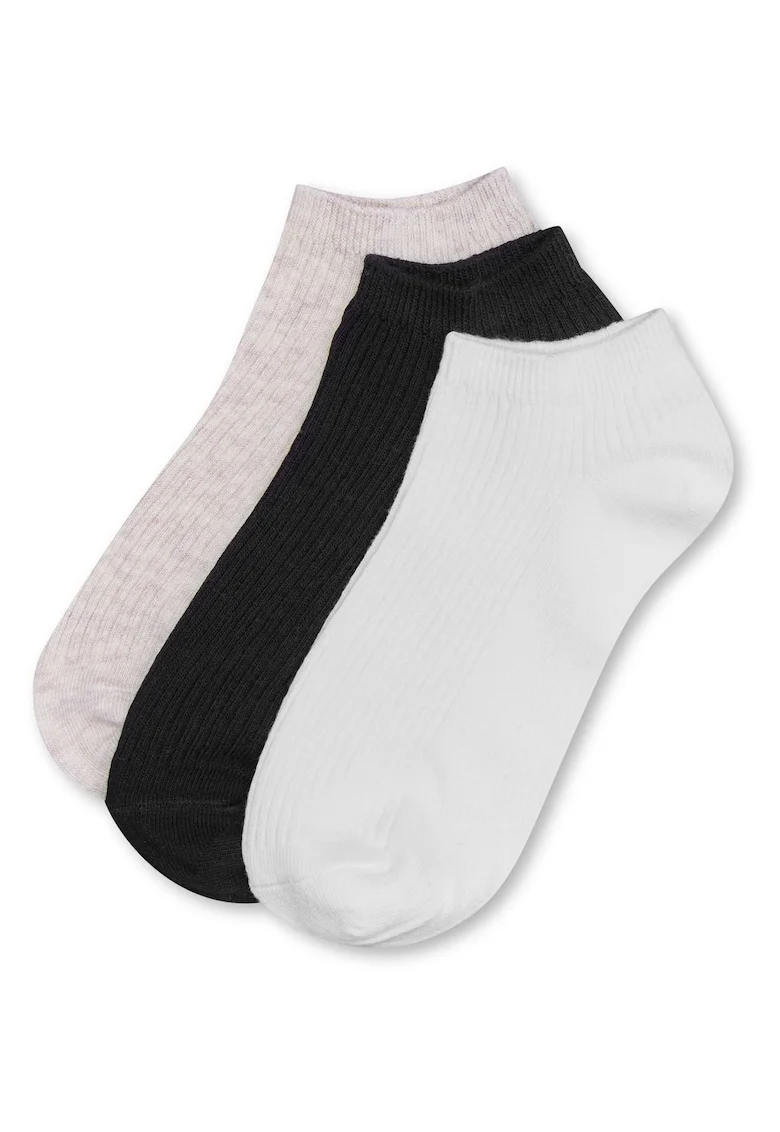 Set 3 perechi sosete bej alb, negrusfwqd, Alb/Negru/Bej melange